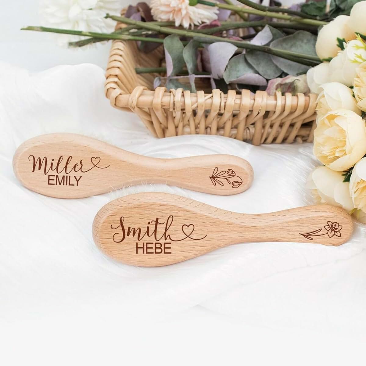 Zymech Personalized Newborn Wool Brush And Wooden Comb Set (photo 4)