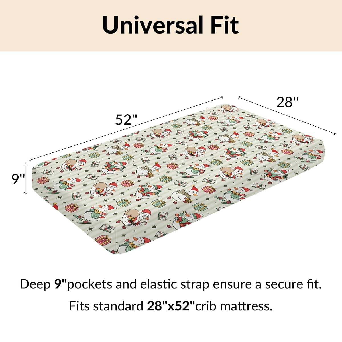 Cstdyfrv Christmas Geese Santa Fitted Crib Mattress Sheet (photo 4)