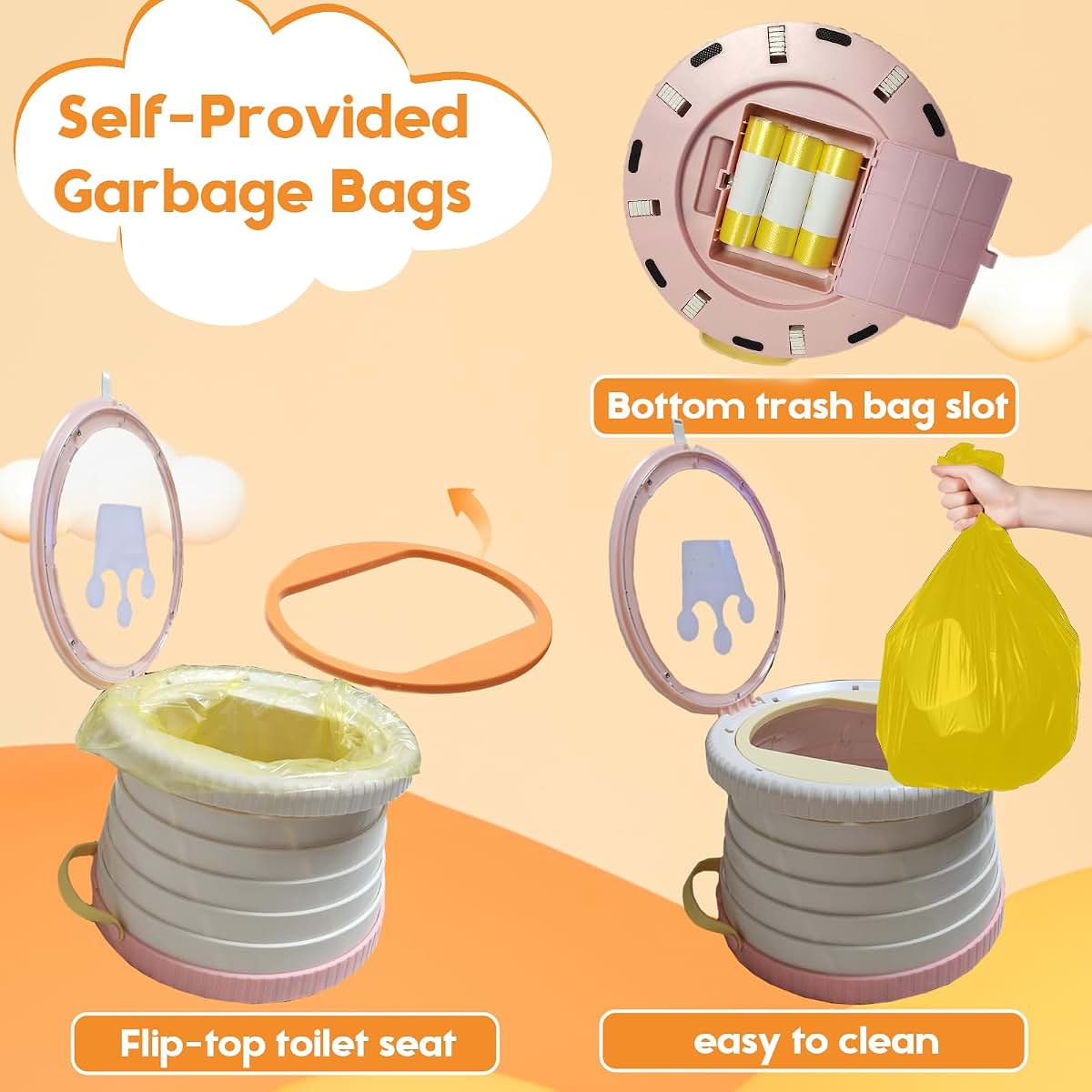 SunnySmile Portable Toilet for Kids,Portable Potty Seat for Toddler Travel,Travel Potty with Travel Bag, Applicable to (photo 4)