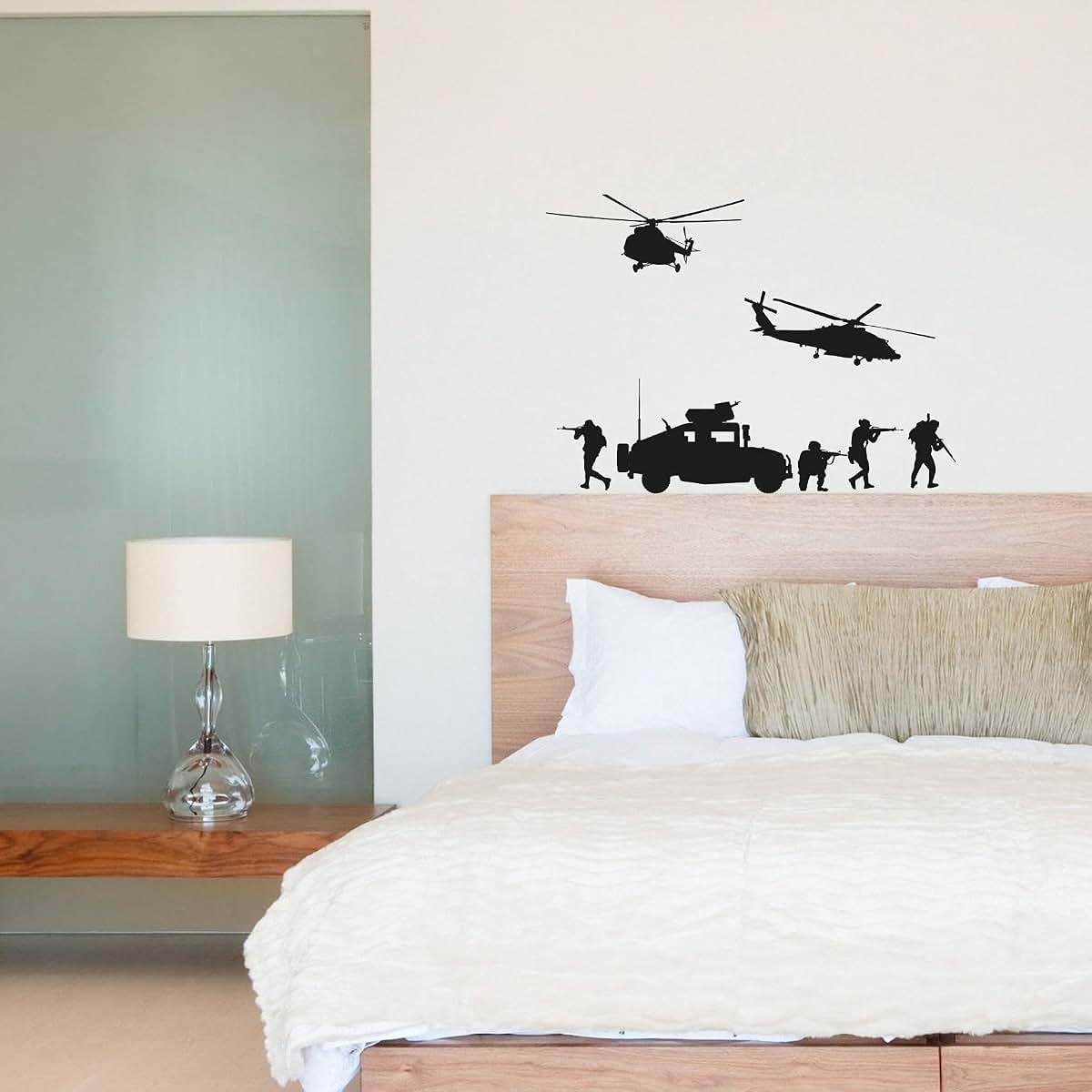 Wall Sticker Decal Helicopter Tank Military Swat Team Army Men Soldier 8x10 Inch