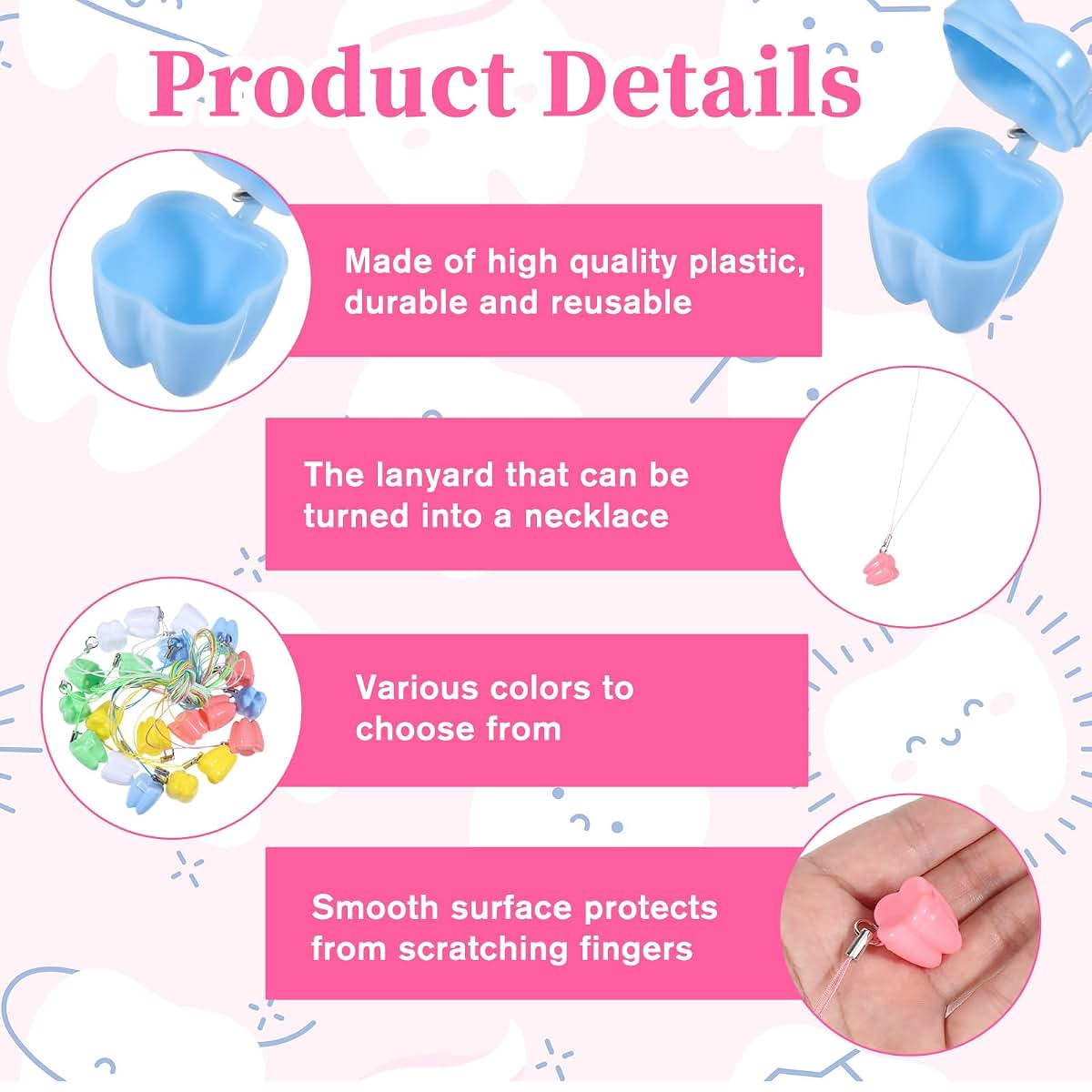 JIYIN 20 Pcs Tooth Necklace Boxes for Lost Teeth Organizer