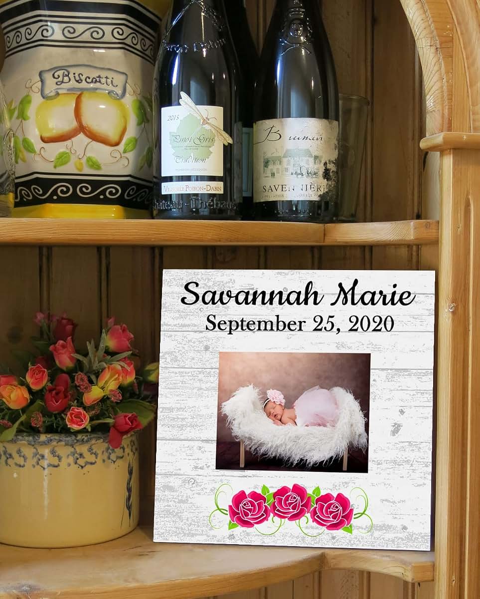Broad Bay Personalized New Baby Girl Birth Gift Picture Frame Alternative