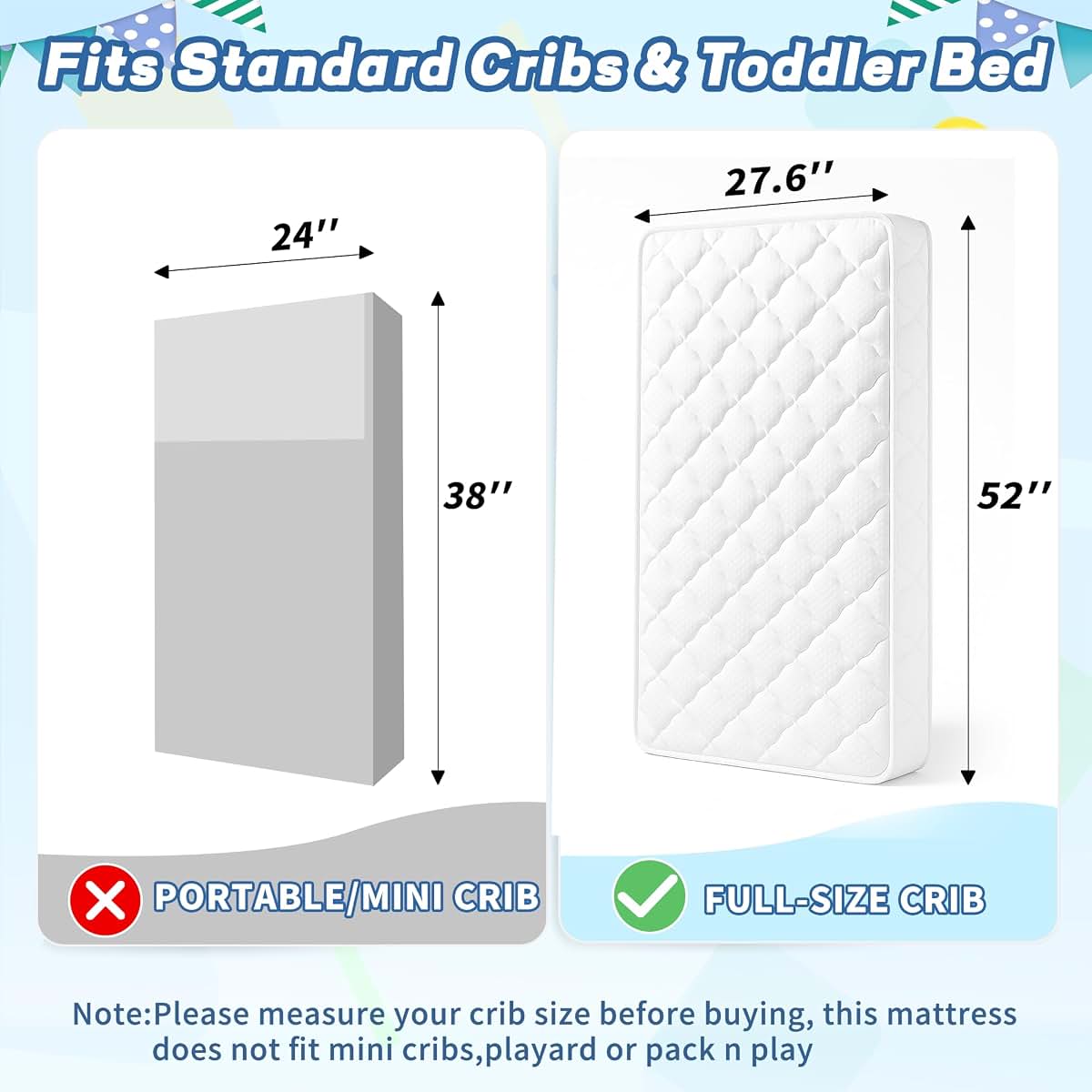 Pro Goleem Breathable Crib Mattress Dual-Sided Foam