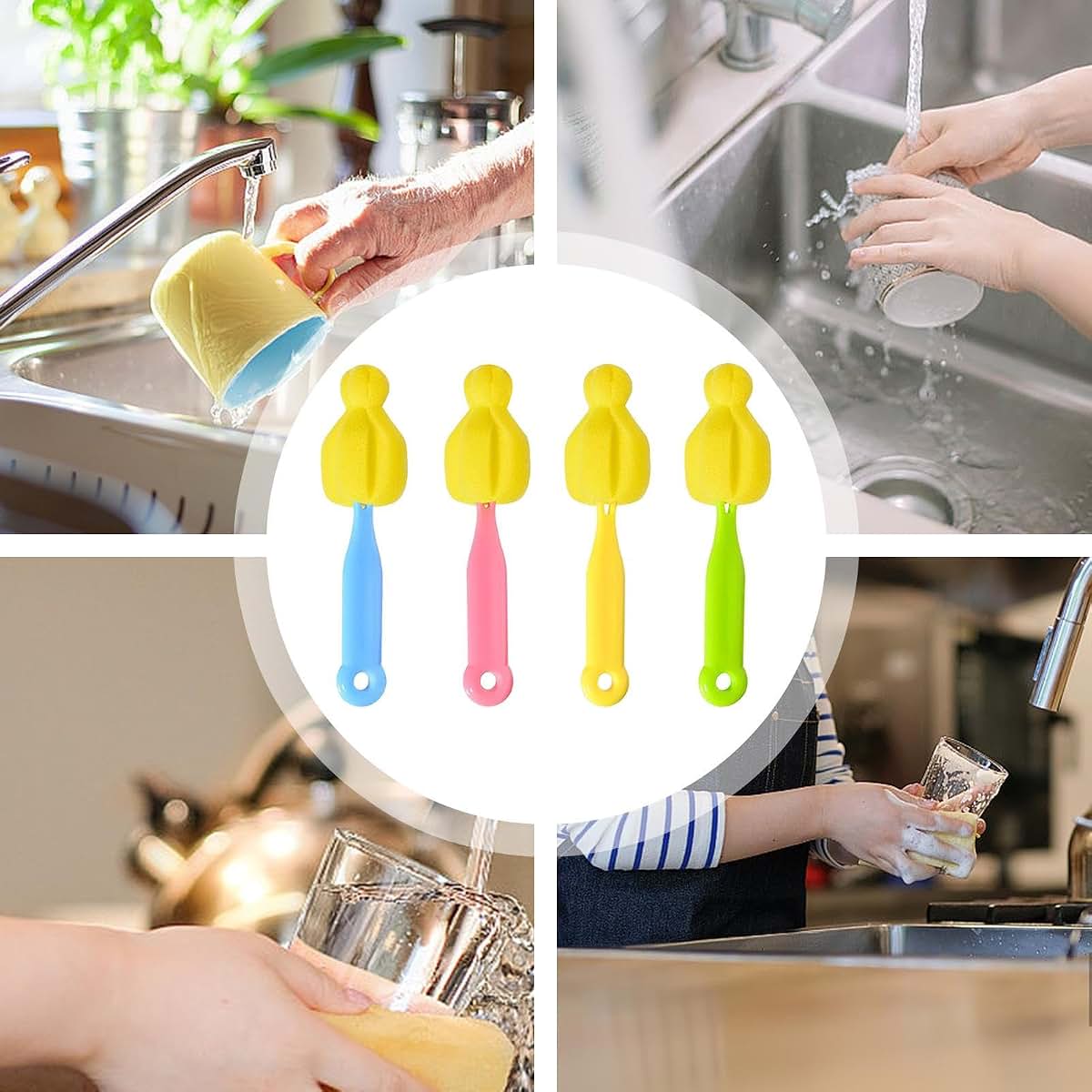 Portable Bottle Nipple Sponge Brush for Baby Water Cups and Bottles