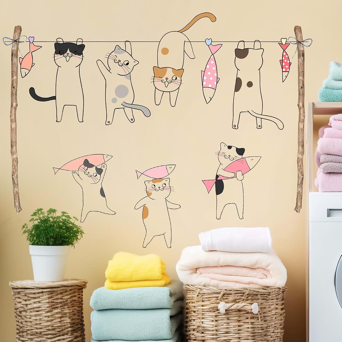 Drwssr Removable Cartoon Cat Wall Stickers For Kids Nursery (photo 4)