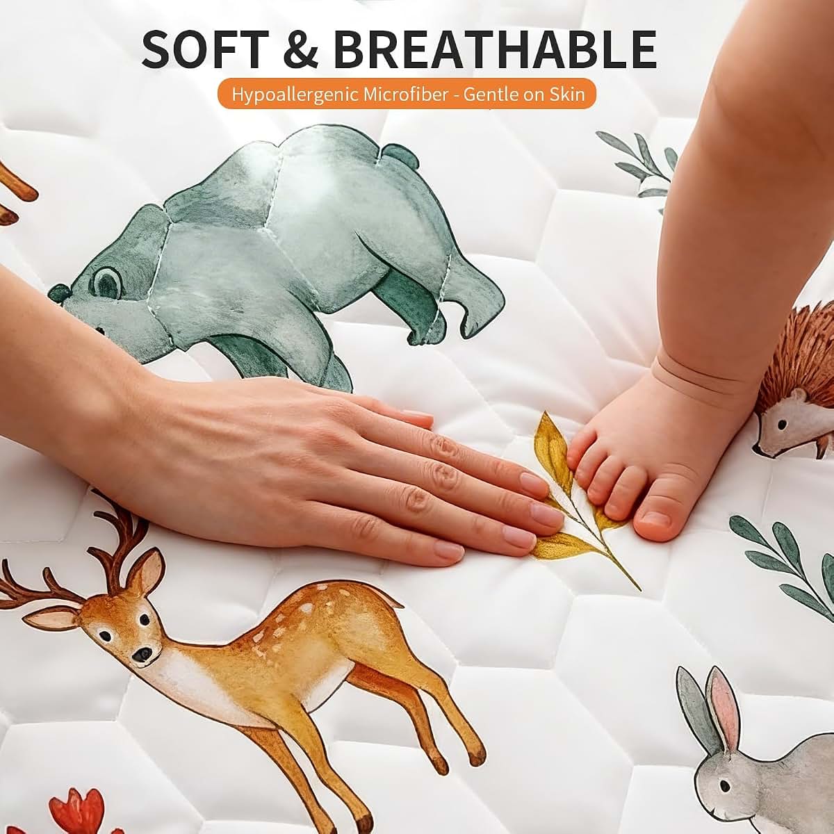 Pack and Play Mattress Pad 38x26x1.5 with Non-Slip Bottom and Breathable Foam Cover
