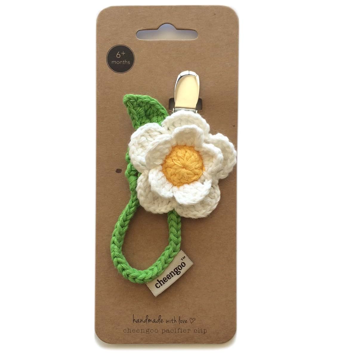 Cheengoo Daisy Hand Crocheted Pacifier Clip