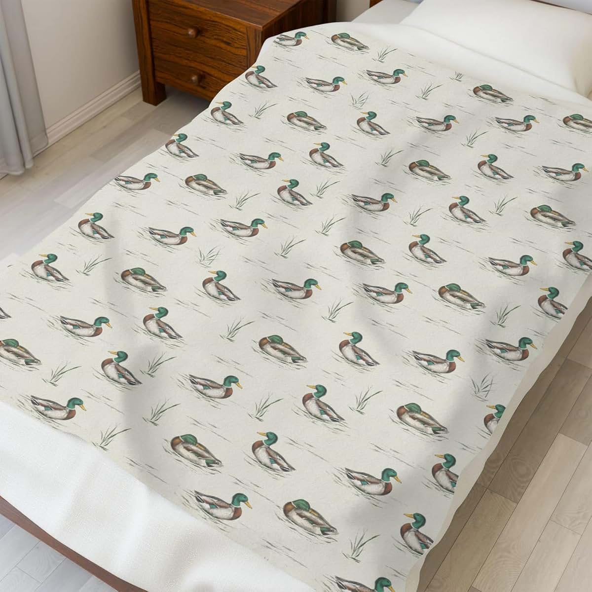 Hunting Ducks Flannel Swaddle Receiving Blanket for Infant and Toddler Use