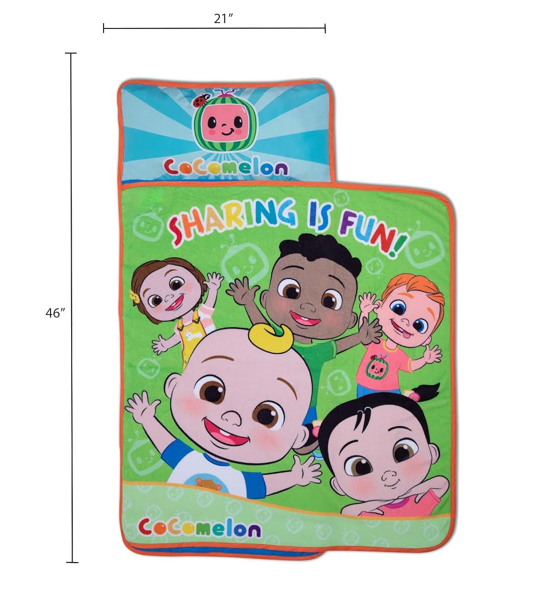 CoComelon Toddler Nap Mat with Attached Pillow and Fleece Blanket