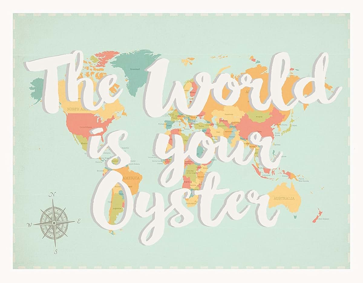 Children Inspire Design World Map Print, 11x14 Inch Children's Wall Art, Nursery Décor