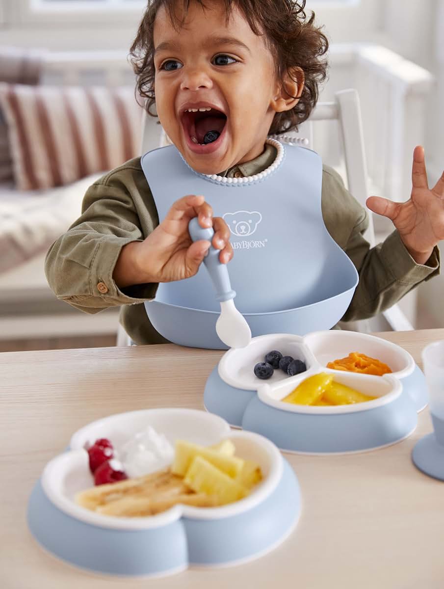 Baby Plate Set, 2 Pack for Young Children in Powder Blue