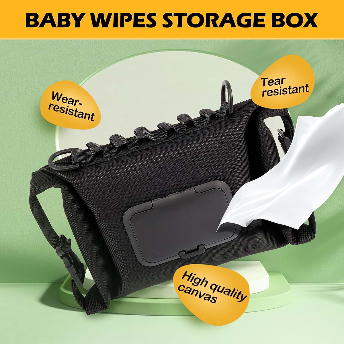 Janoiuc Portable Canvas Baby Wipes Dispenser With Hanging Strap (photo 4)