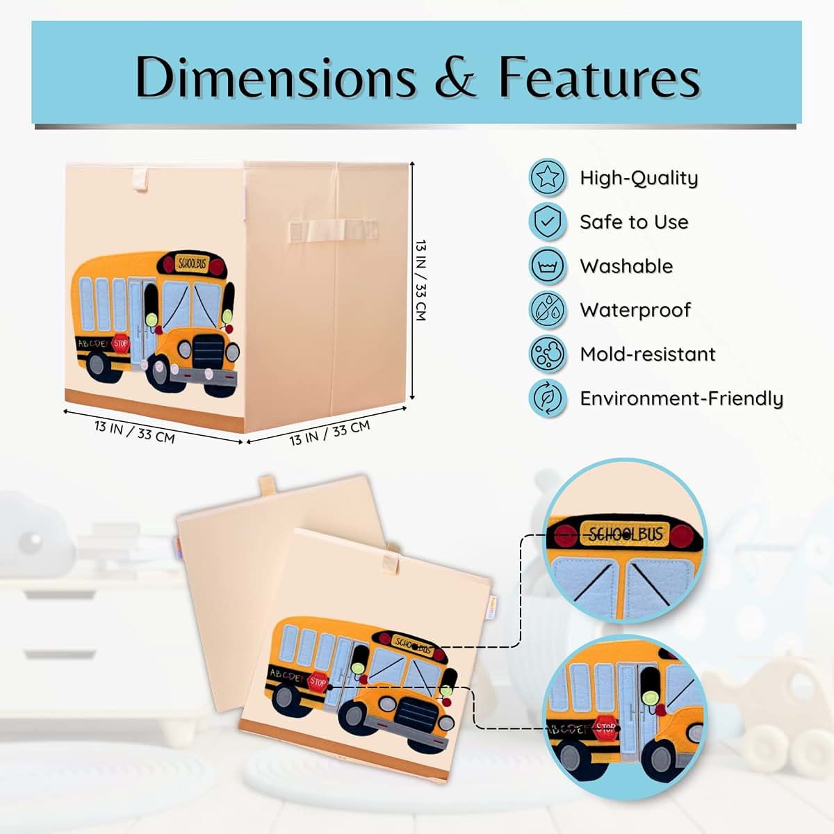 Product 4 Kids - Washable Cube Storage Organizer Bins