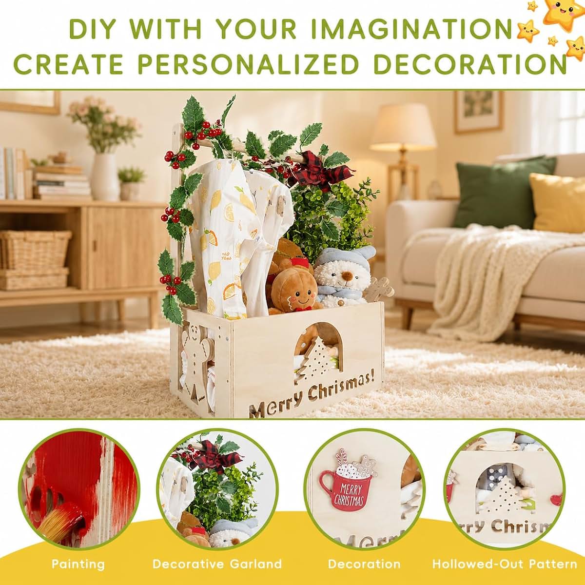Wooden Baby Shower Crate Closet for Storage and Decor