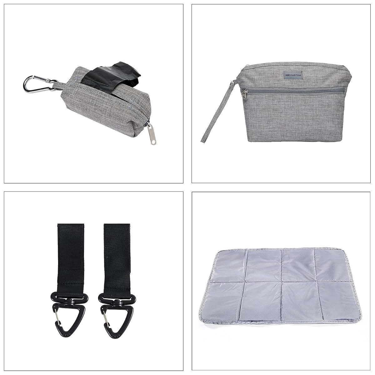 SoHo Designs Kenneth Diaper Backpack 6-Piece Set In Classic Gray (photo 4)