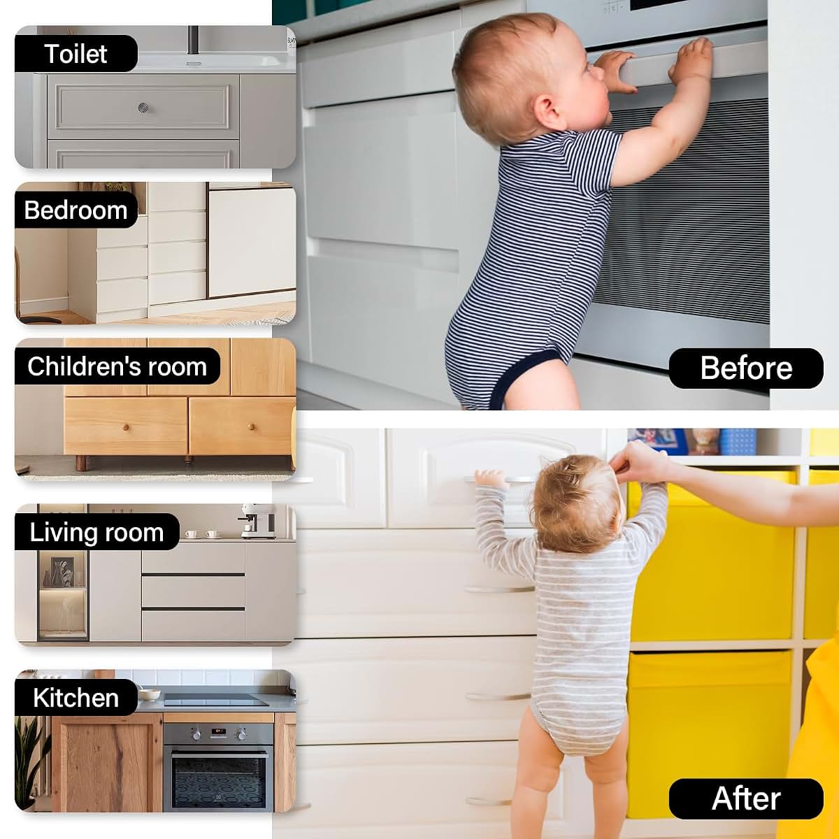 Kimitimi 20 Pack Magnetic Cabinet Locks Baby Proofing Child Safety