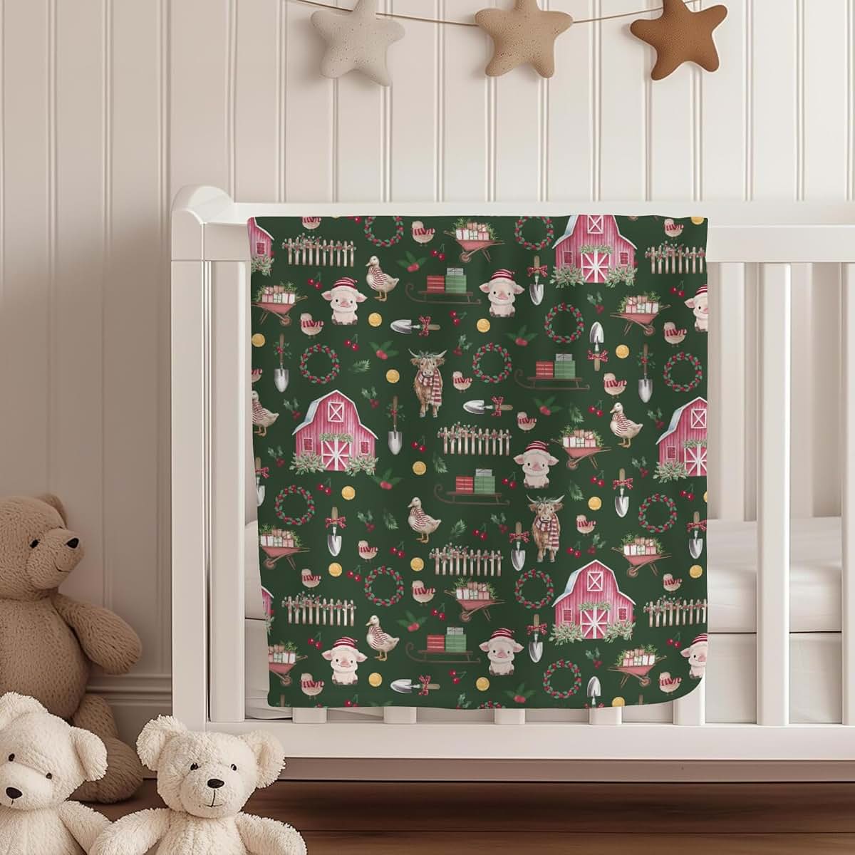 Cstdyfrv Farm Animals Baby Blanket