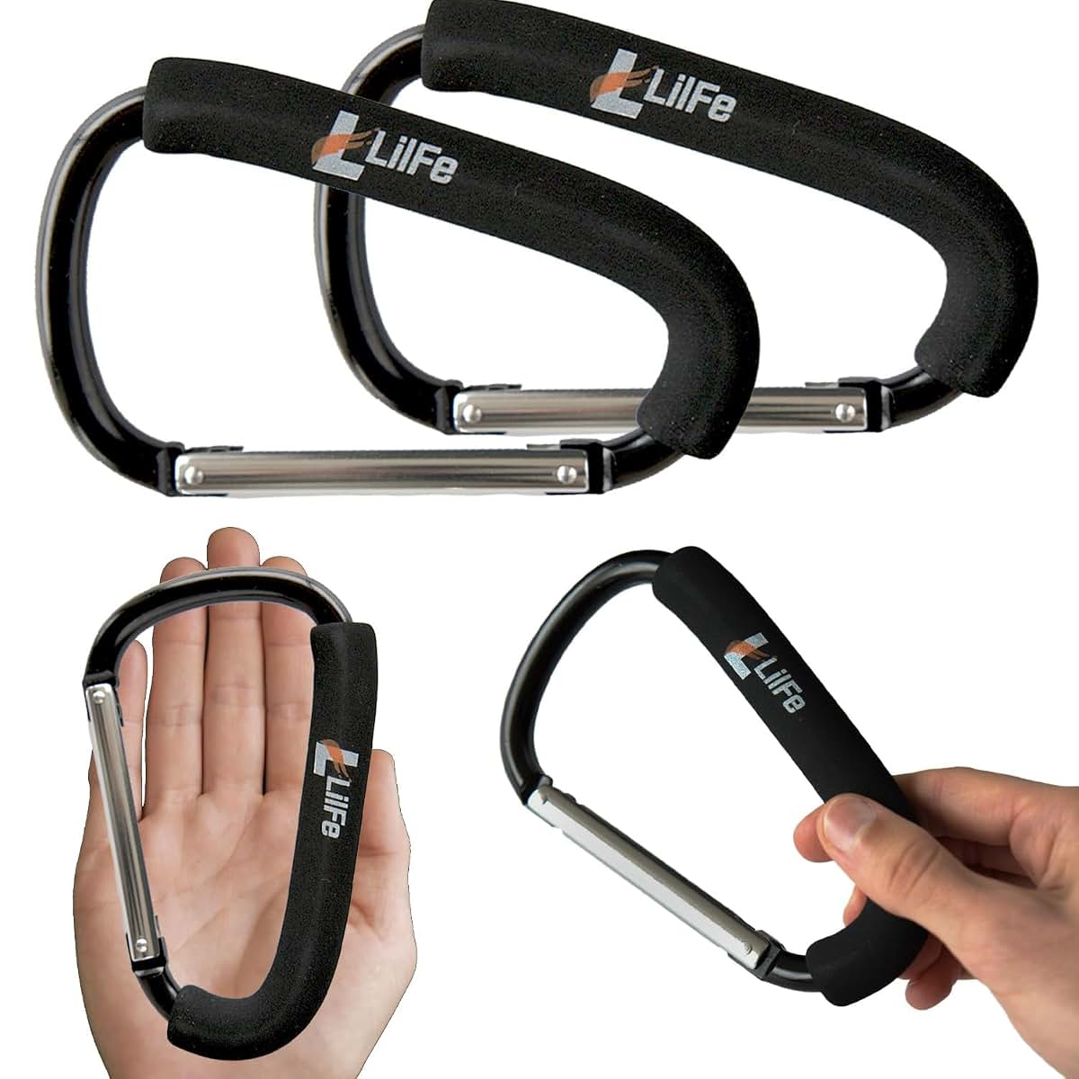 Lilfe Large Carabiner Stroller Hooks for Hanging Bags and Accessories