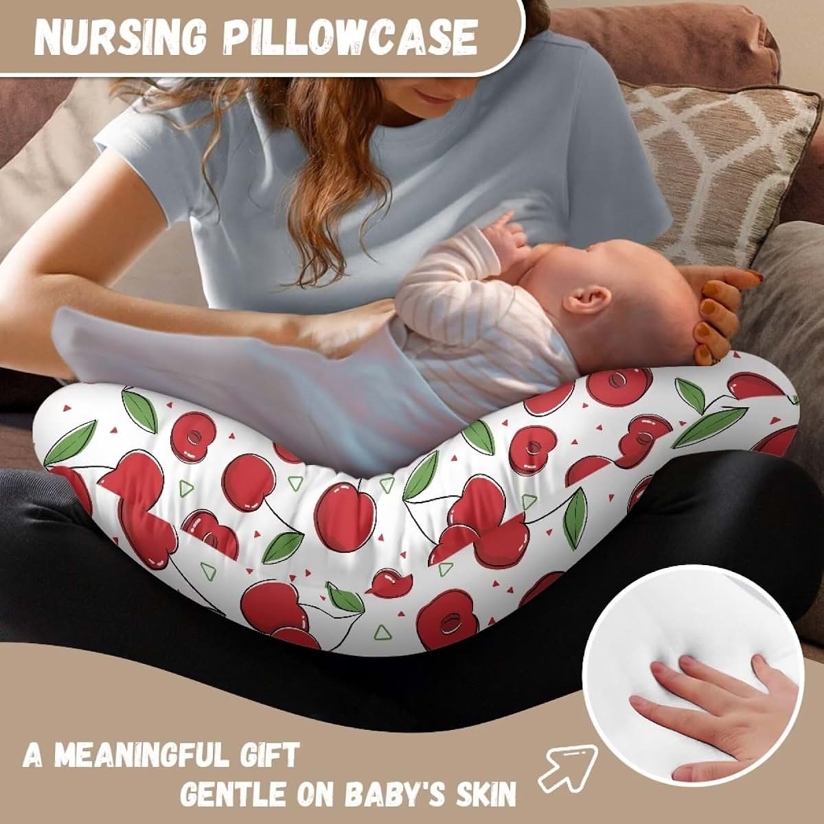 BabyOneStop Nursing Pillow Cover With Cherry Print