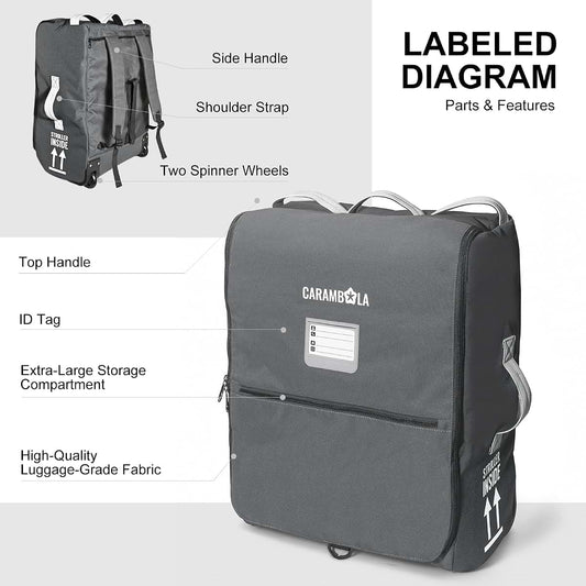Carambola Stroller Bag For Uppababy Minu With Backpack Straps And Wheels In Pale Gray (photo 2)