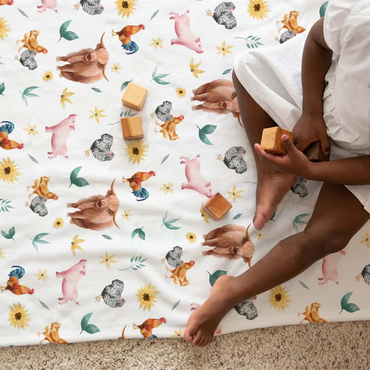 Farm Animals Baby Blanket Flannel Soft 30x40 Inches Swaddle Nursery