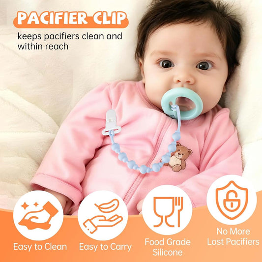 BabyOneStop 4 Pack Silicone Pacifier Clips for Tommee Tippee