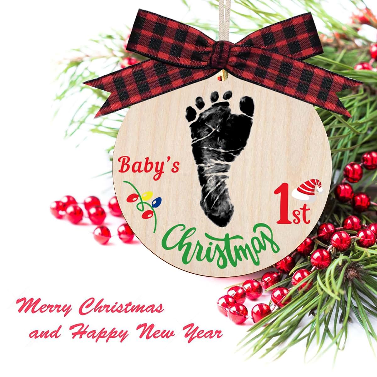 Liannan Baby's My First Christmas Handprint or Footprint Christmas Print Ornament,Christmas Tree Decoration Keepsake (photo 4)