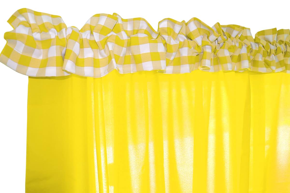 Zen Creative Designs Gingham Checkered Poplin Sleeve Topper Window Valance Top Bottom Ruffle Home Décor Bedroom Nursery (photo 2)