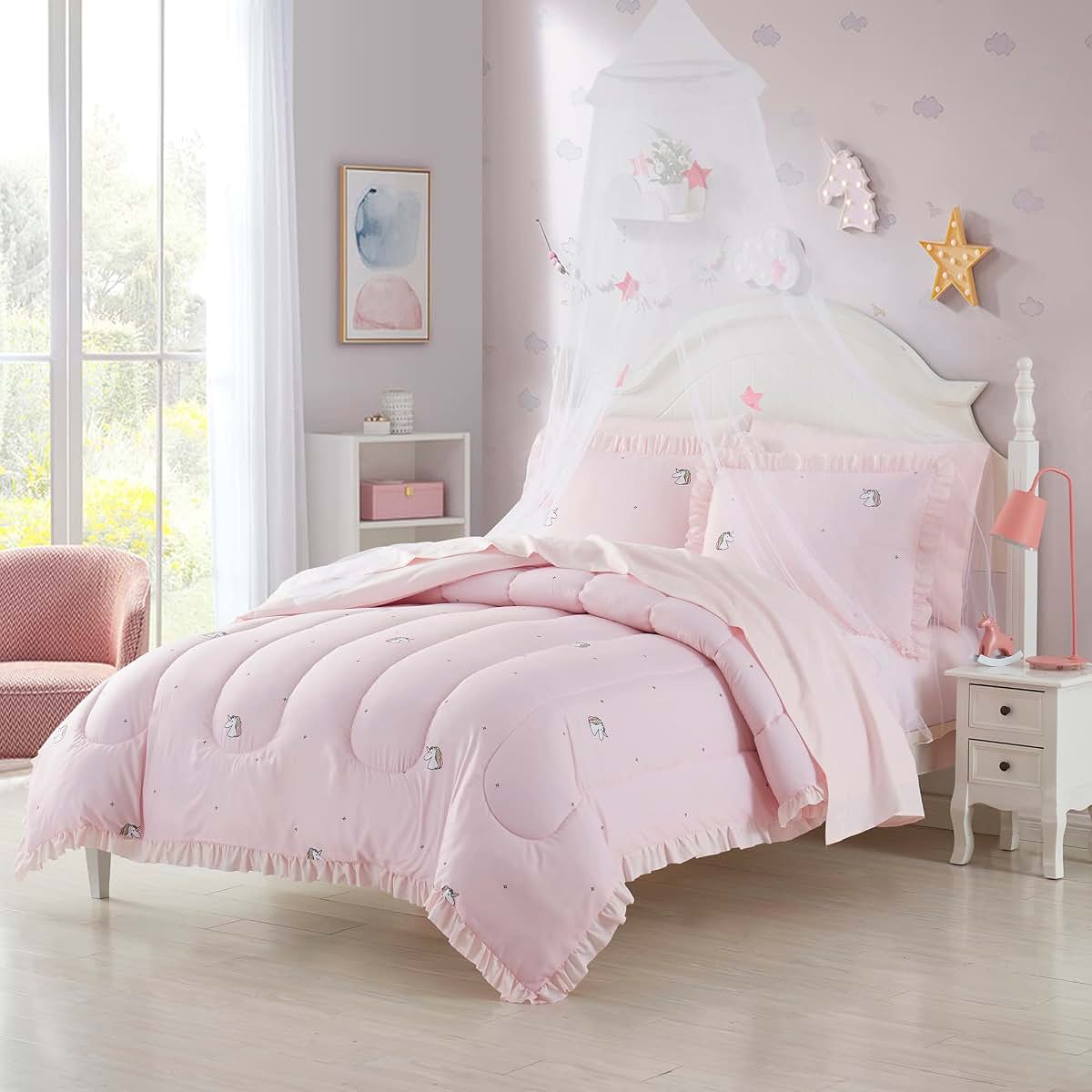 Sweet Home Collection Rainbow Unicorn Kids Bedding Set, Full Size