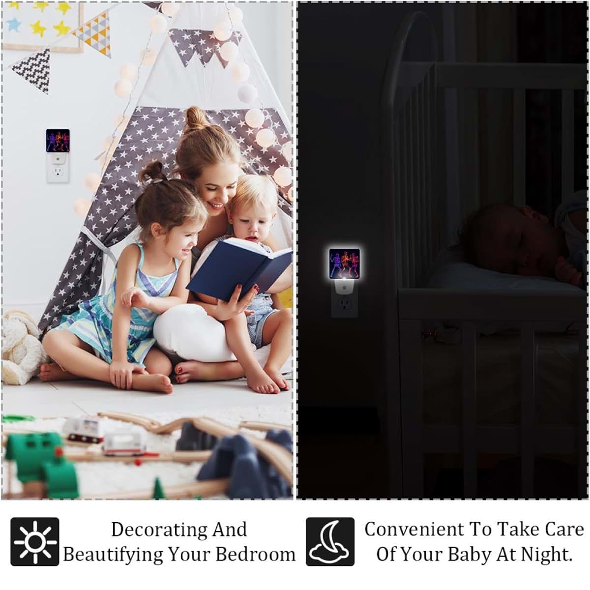 2-Pack LED Night Light with Dusk-to-Dawn Sensor for Nursery & Kids Room