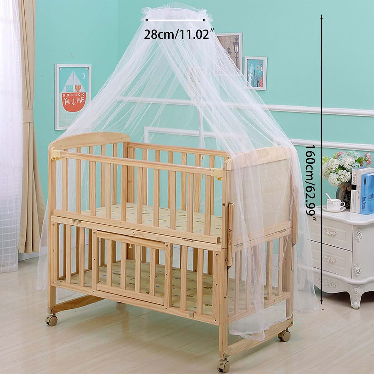 XINNIKESI Cribs Net Canopy Curtains for Bed, Infant Toddler Bed Dome Cot Netting Cute Crib Bedding Set with Stand (photo 4)
