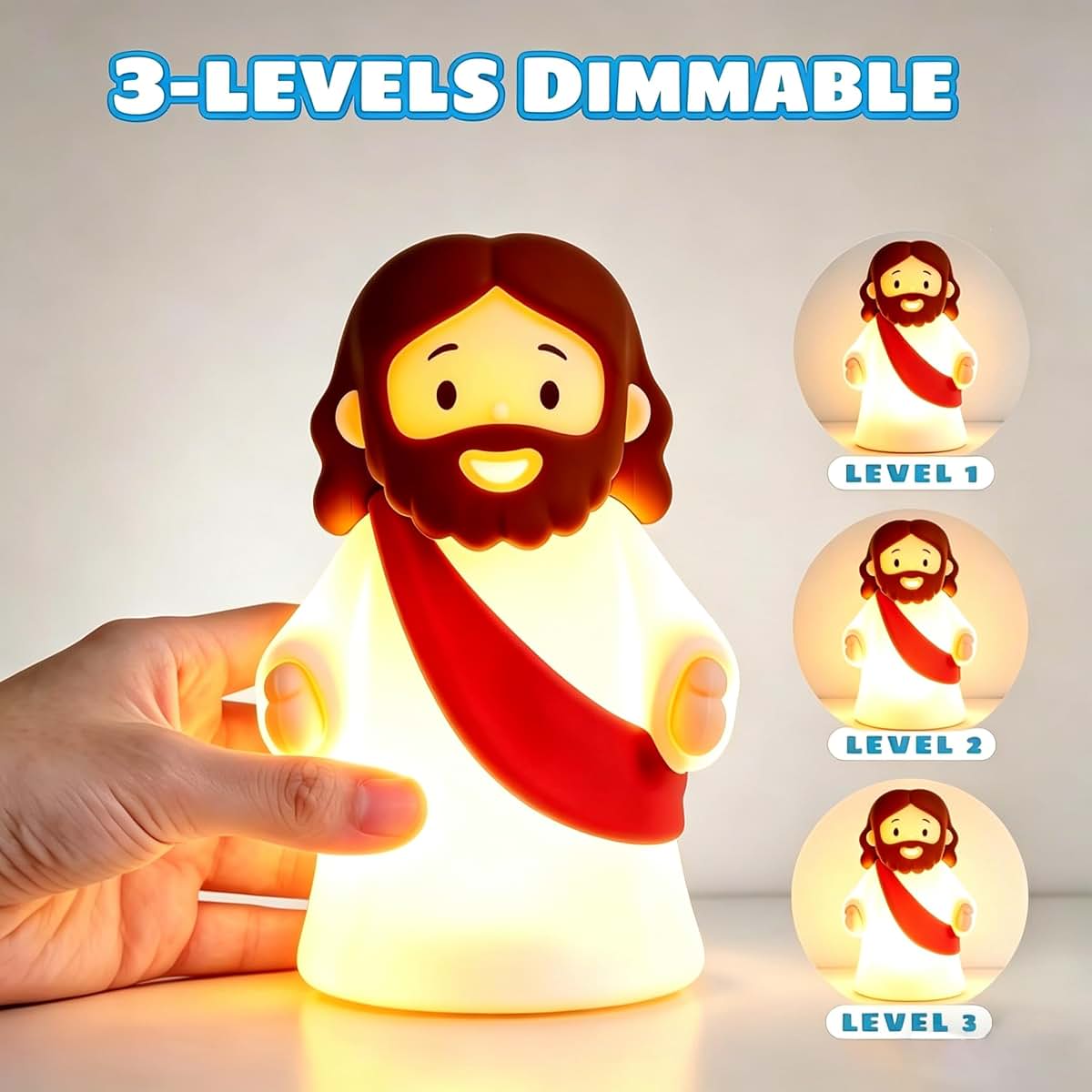Silicone Jesus Night Light: Dimmer, Rechargeable Decor Lamp