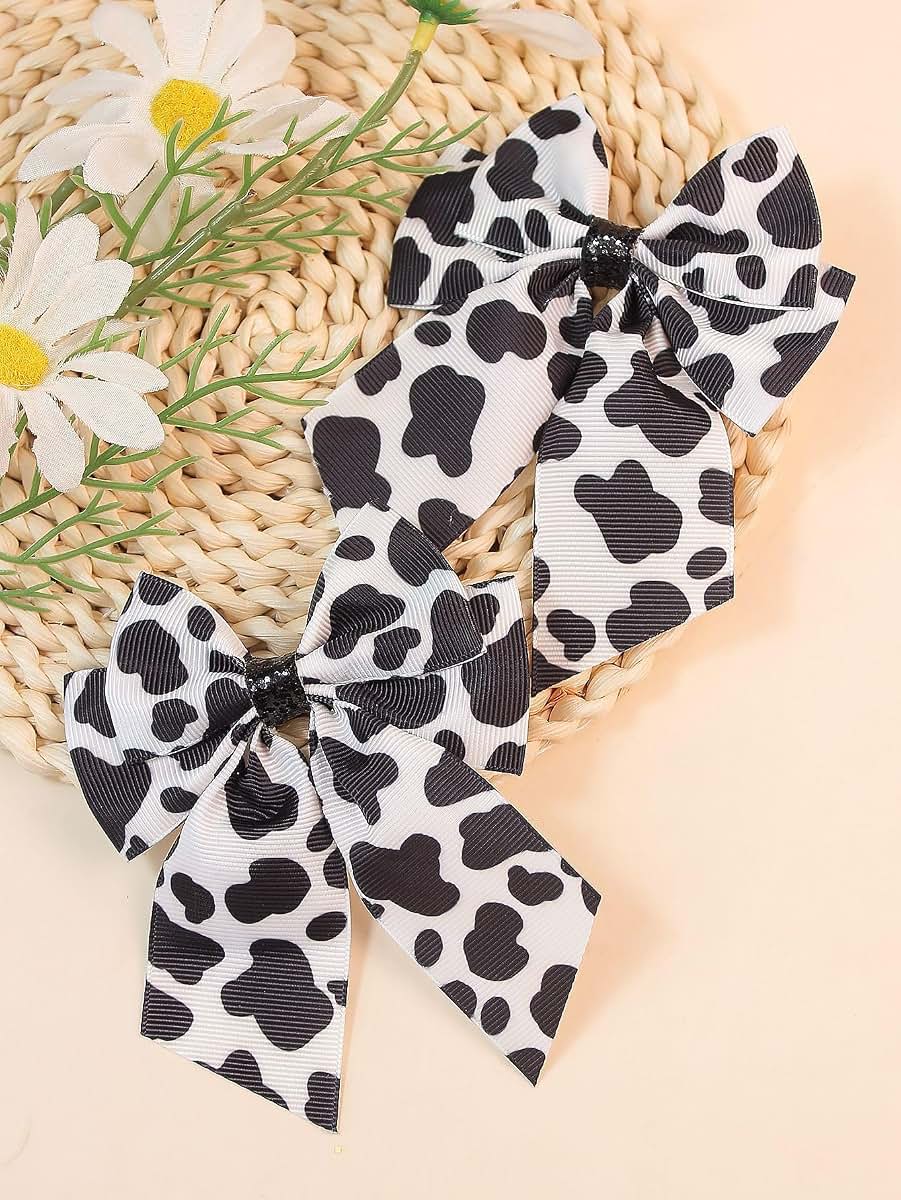 Leopard Hair Bow Clip Set for Girls and Women