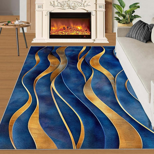 Hygiuid Abstract Waves Area Rug 4x5 Rectangular Low-Pile (photo 2)