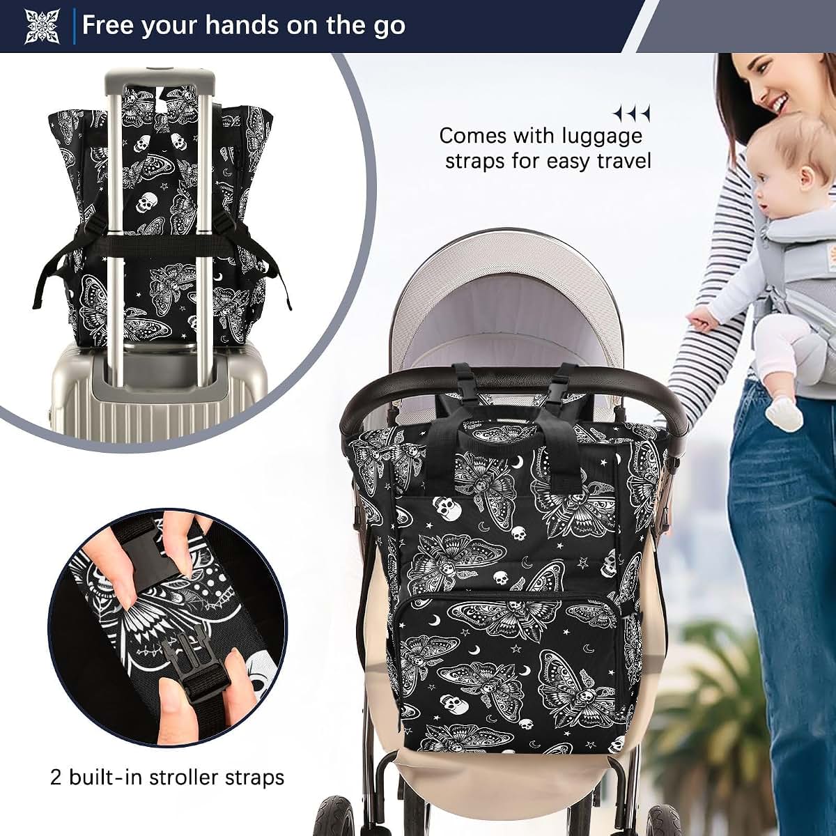 MNSRUU Diaper Backpack Tote - Multifunction Changing Bag for Travel