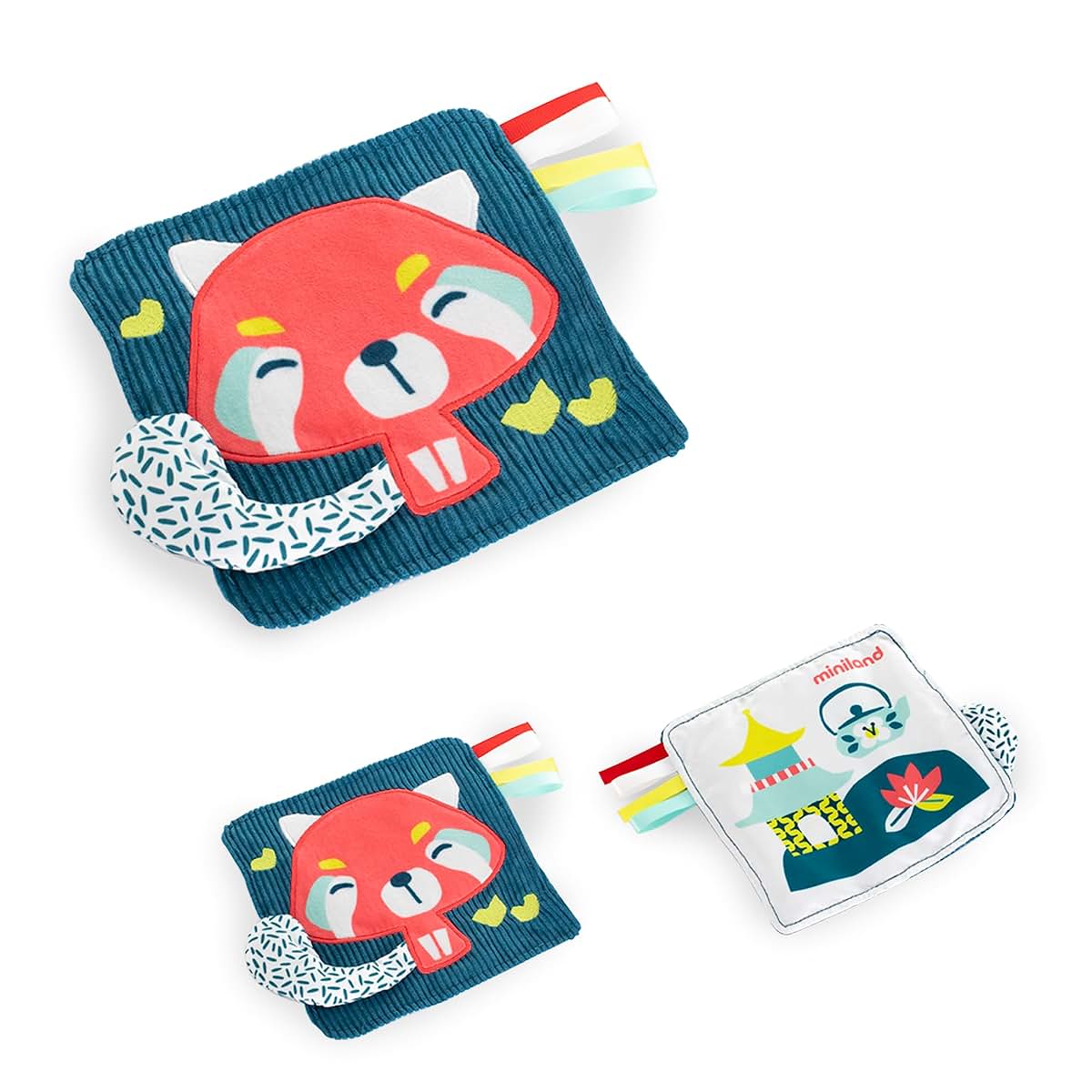Miniland Feel To Learn Crinkly Sensory Paper Red Panda for Infants & Toddlers