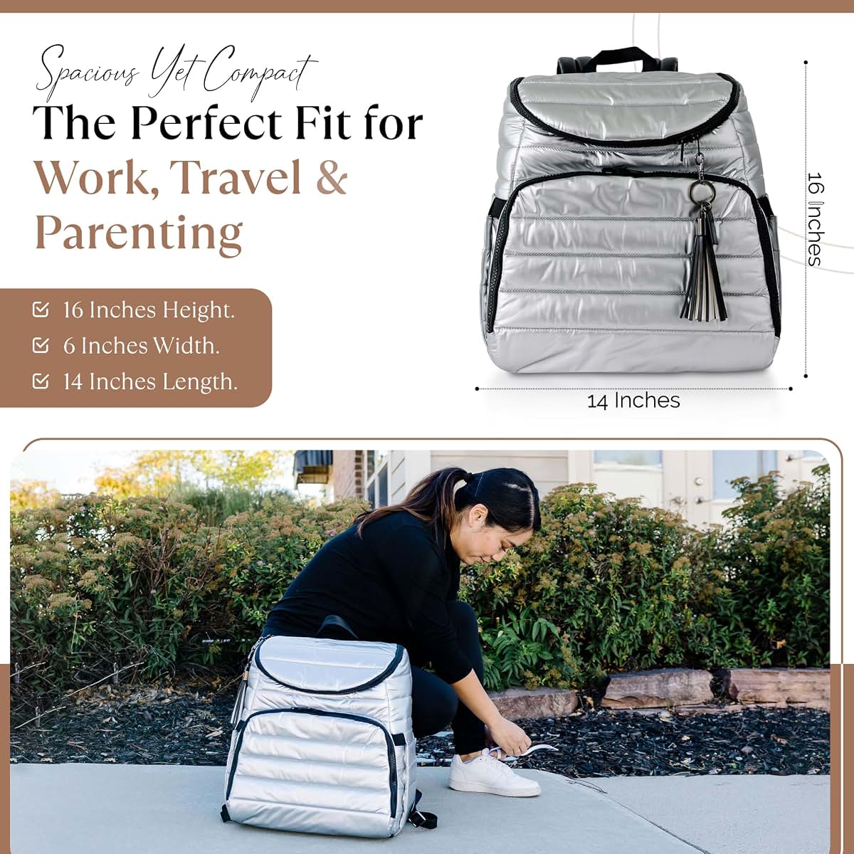 CC Citi Collective Citi Collective Gallery Diaper Bag Backpack - Casual Day-to-Day Backpack Fits 15" Laptop - Travel
