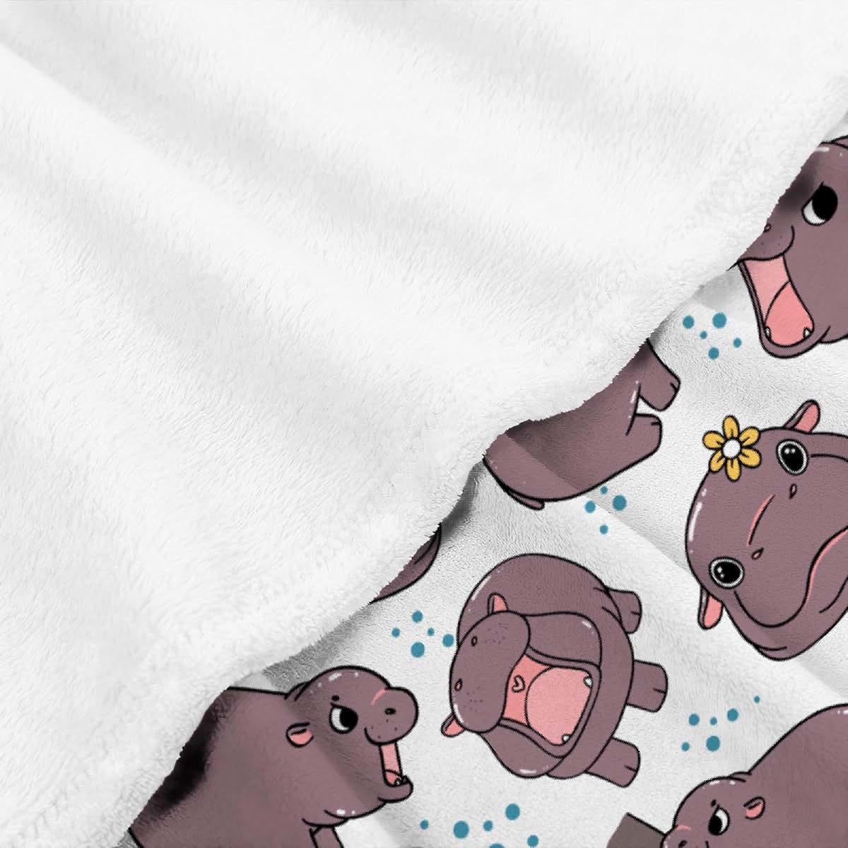 HORSESBLANKET Cute Hippo Blanket Gifts for Girls Boys, Ultra Soft Cozy Cute Hippo Blanket for Boys Girls Bedding Crib (photo 4)