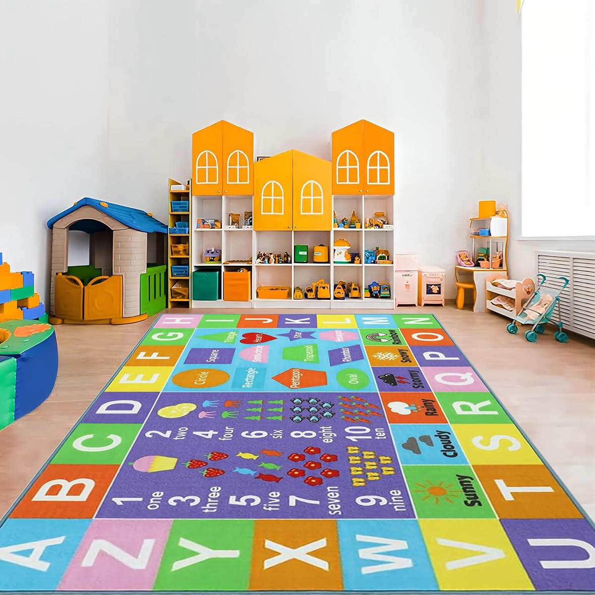 Hongxiu Kids Playroom Area Rug, 4x6ft Alphabet Learning Carpet