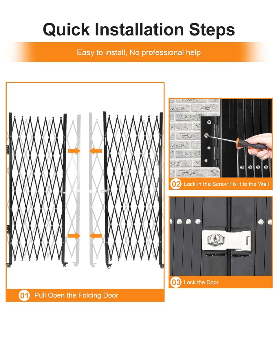 ExploreHorizon Double Folding Security Gate, 61" H x 122" W Flexible Expanding Gate (photo 4)