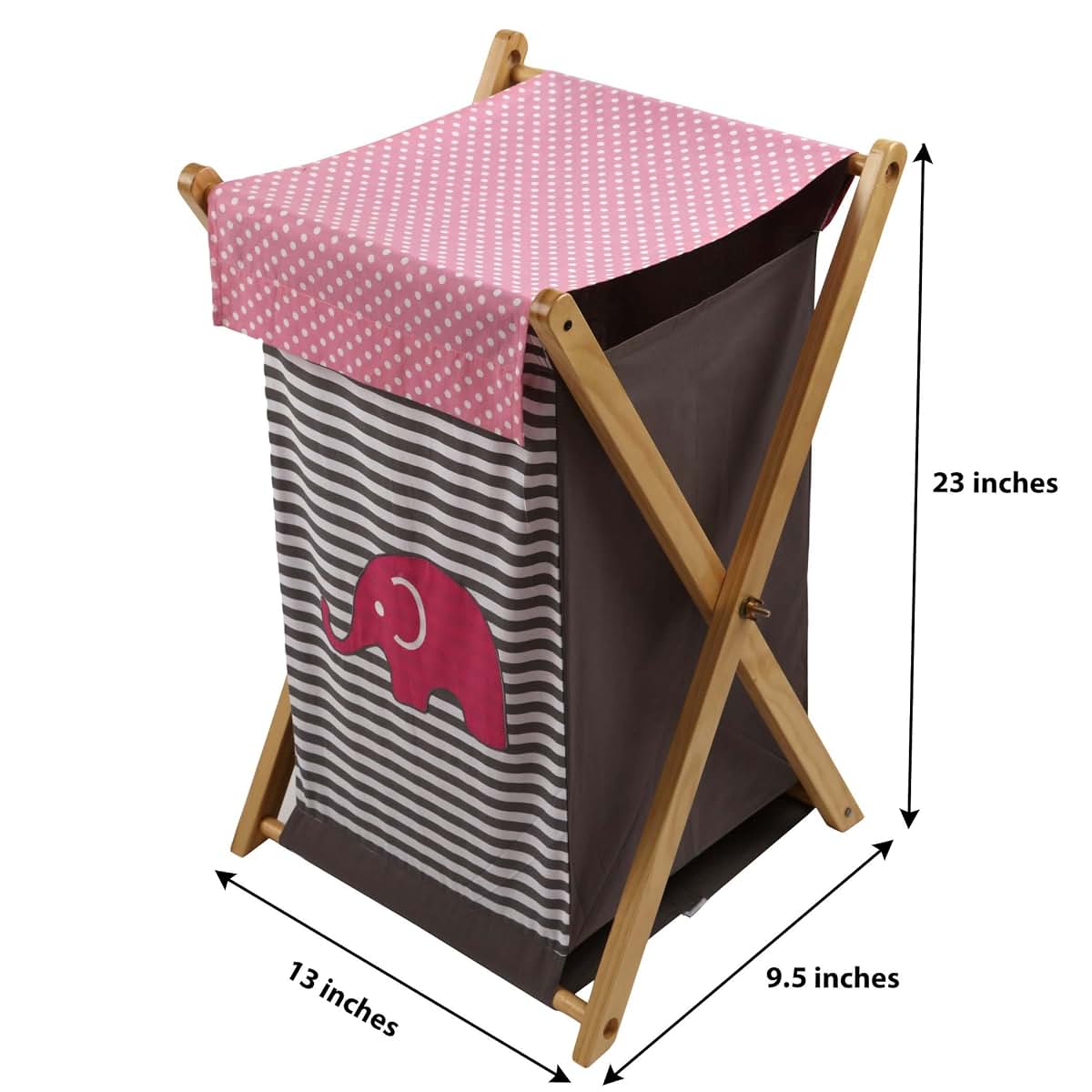 Bacati - Elephants Pink/grey Hamper (photo 4)