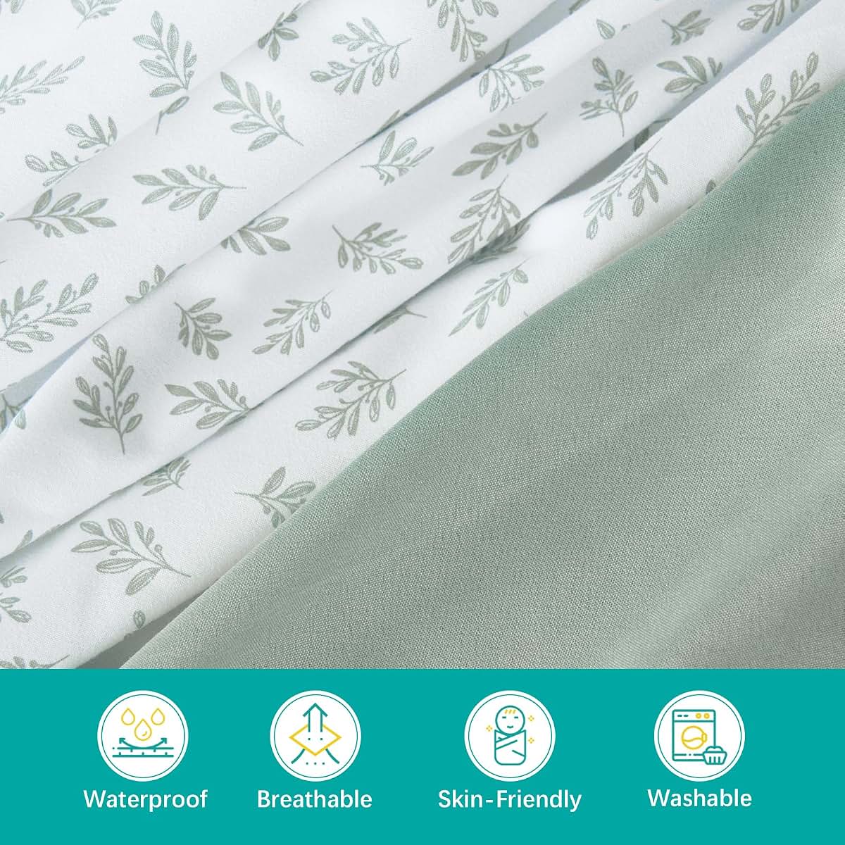 Biloban 4-Pack Waterproof Fitted Crib Sheets Microfiber Baby Bed Sheet for Standard Crib and Toddler Mattress 52x28x8in