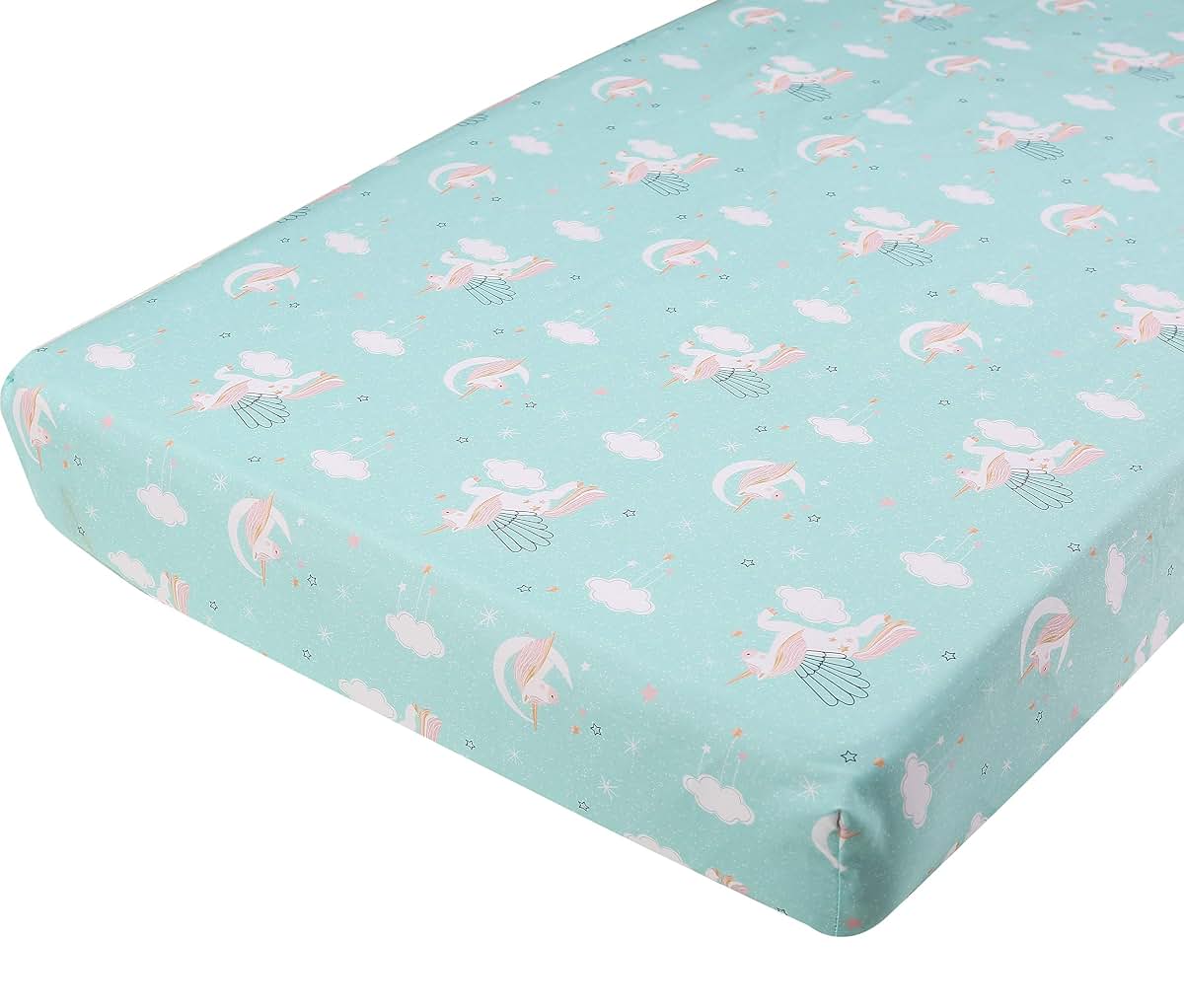 JAHbaby 3-Piece Unicorn Nursery Crib Bedding Set, Cotton Polyester, Blue Pink