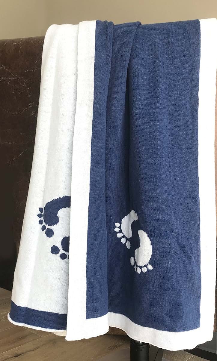 Vogue 100% Cotton Knit Footprint Baby Blanket