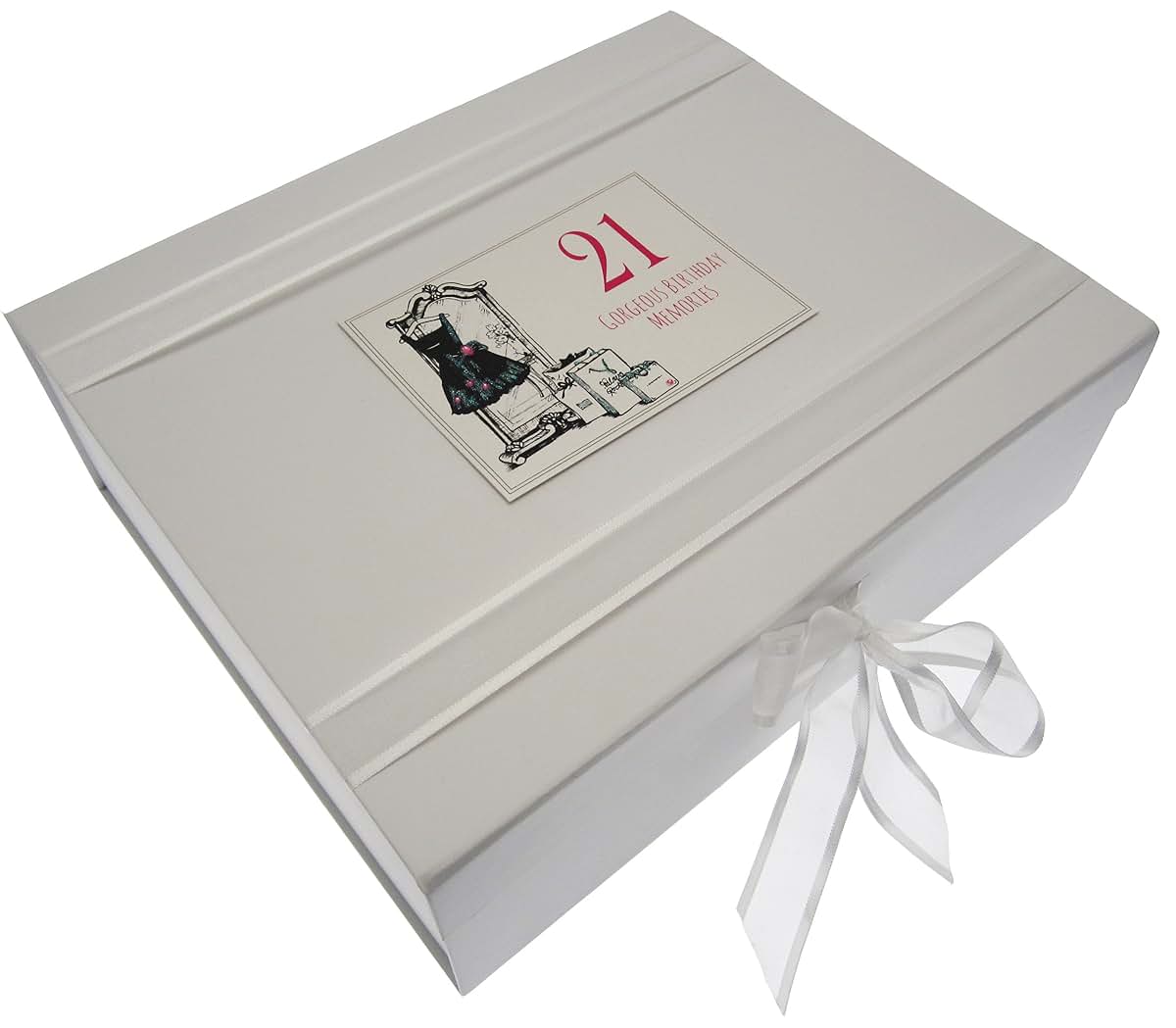 White Cotton Cards 21st Birthday Large Keepsake Box - Little Black Dress Theme