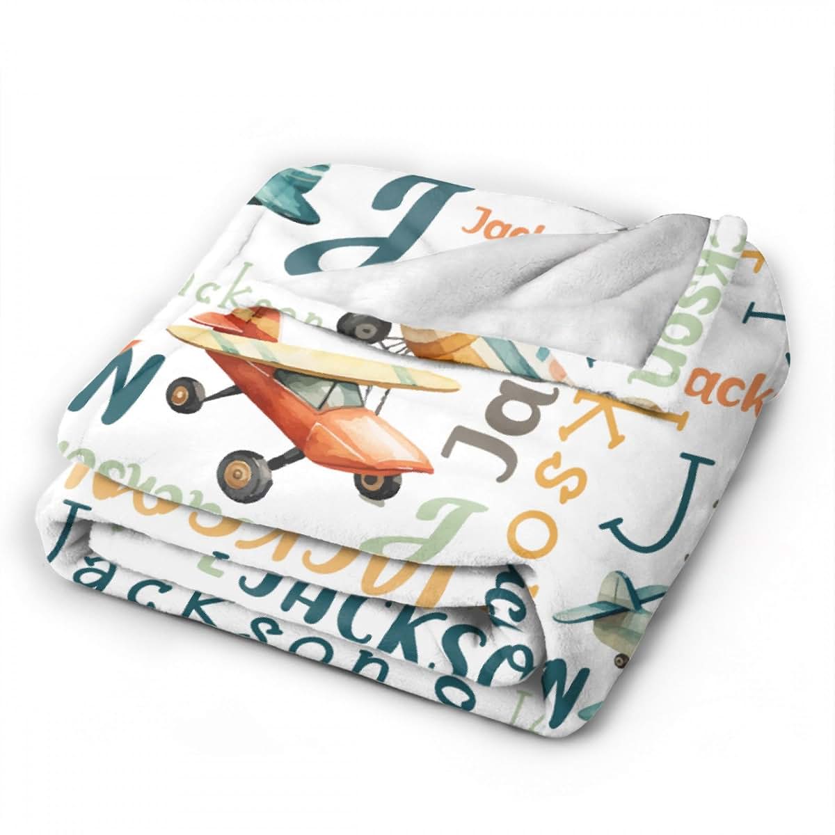 KAWAII BLANKET Airplane Custom Name Blanket- Airplane Gift for Kids Personalized Name Airplane Blanket for Infant Kid (photo 4)