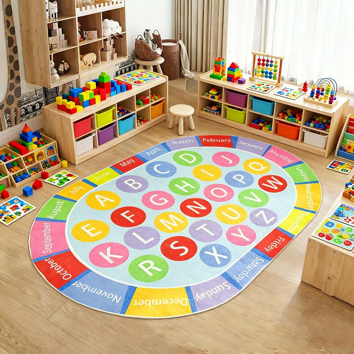 Lacomfy Educational Kids Area Rug, 5x6.5 ft, ABC Pattern