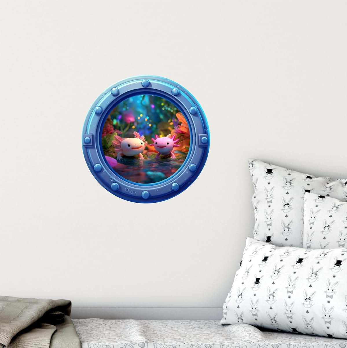 Stickit Graphix Axolotls Wall Decal - Cute Porthole Sticker