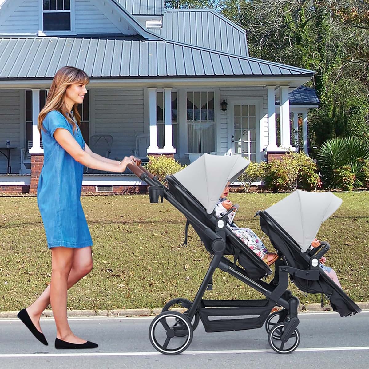 Jojoka Double Stroller for Twins and Toddlers with Reversible Seats (photo 4)