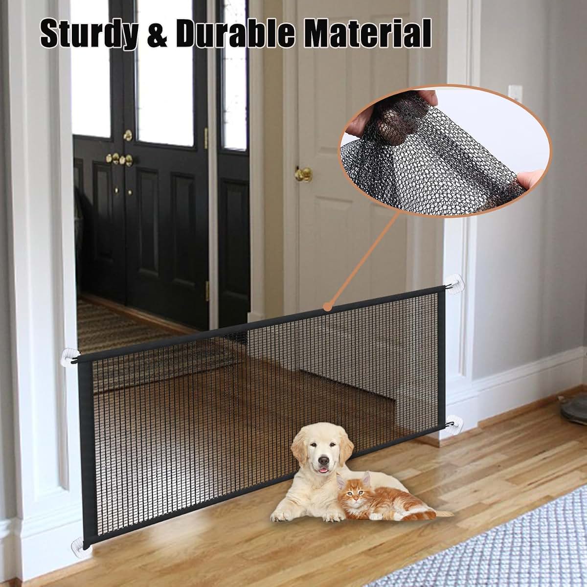 Mesh Pet Gate for Dogs - Portable Puppy Safety Fence Guard for Stairs and Doorways